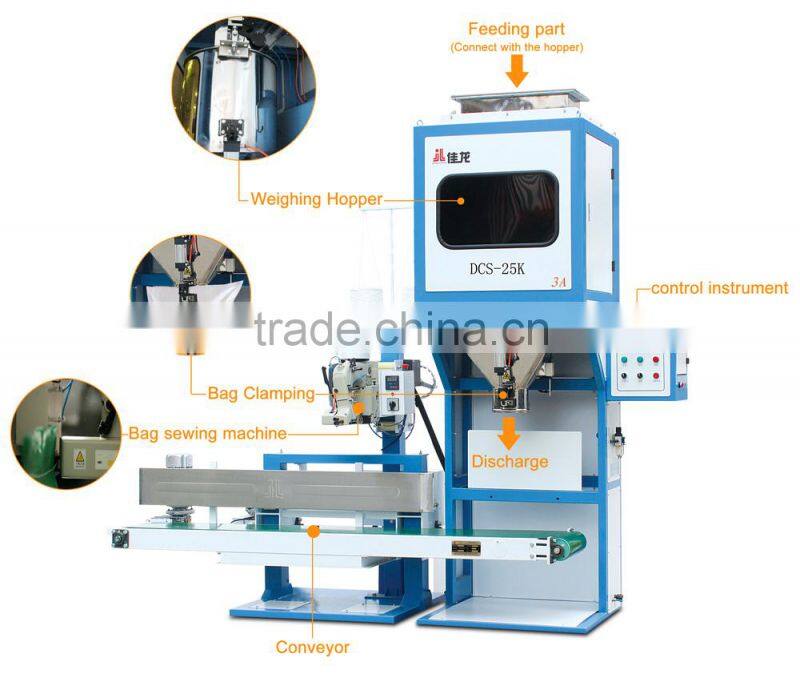 5-50KG rice bag packing machine with conveyor and sewing machine