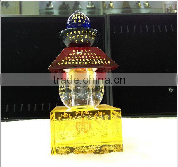 High quality K9 crystal brass stupa