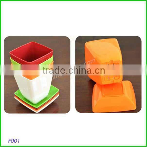 Colorful rectangle melamine flower pots for office desk