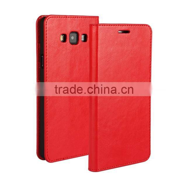 Luxury Mobile Phone Case For Samsung Galaxy A7 Leather Crazy Horse grain premium leather wallet Flip Holder Cover Case