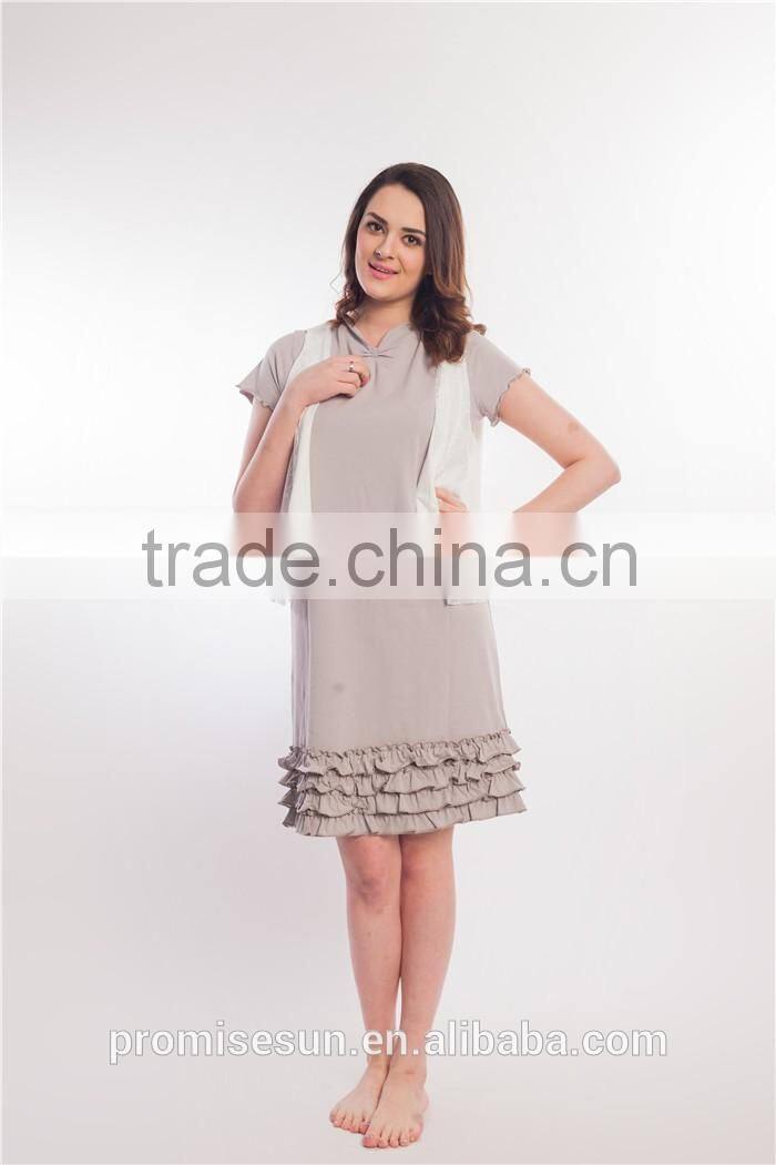 2016 chinese style V-neck flouncing ladies long one piece dress wholesale