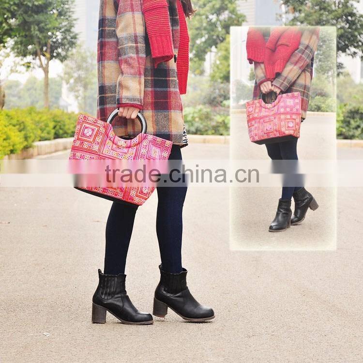 2016 wax fabric lady handbags , tote shouder bags handbag for women