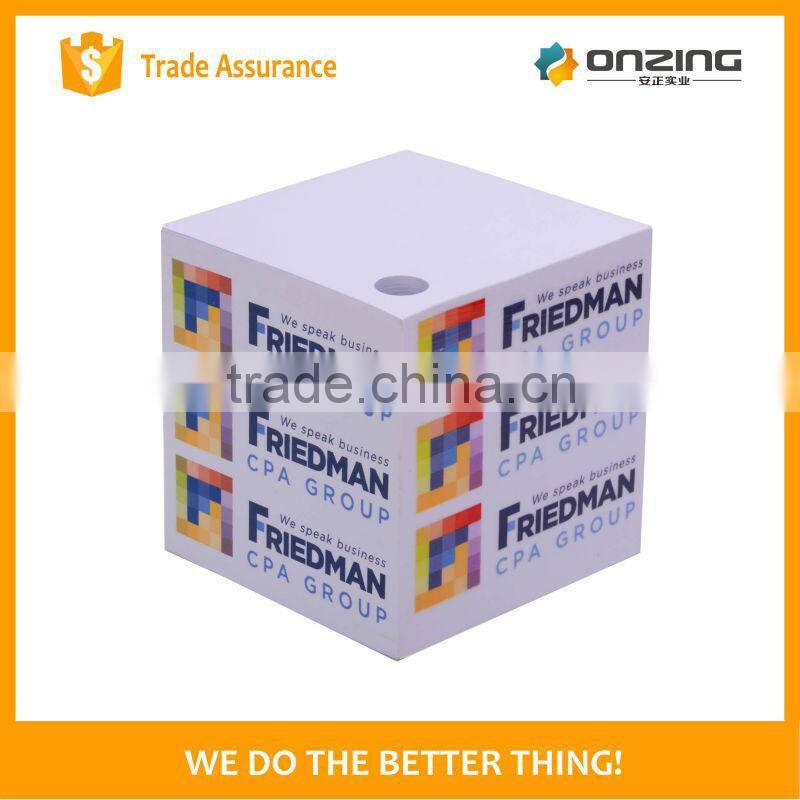 Promotional paper cube shape small size pocket notepad with pen hole