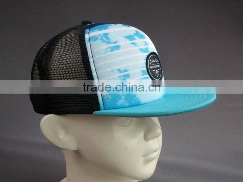 Hot sale custom 5 panel trucker cap with woven badge