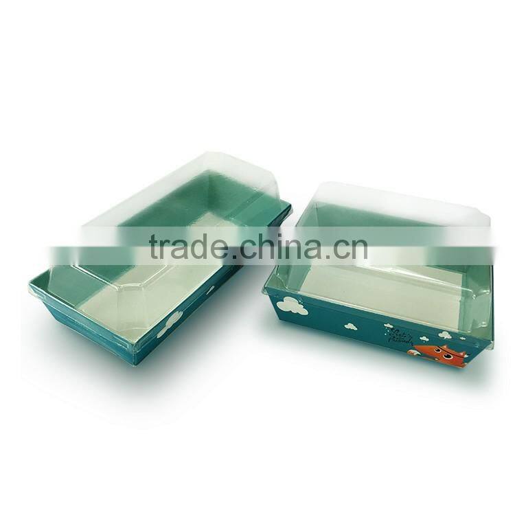 Custom disposable take away paper fish and chip boxes with clear lid