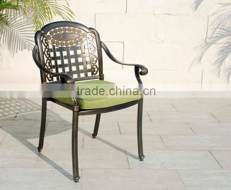 2016 New Design Cast Aluminum 5-Piece Dining Set with Seat Cushions and Round Dining Table, Antique Bronze Finish