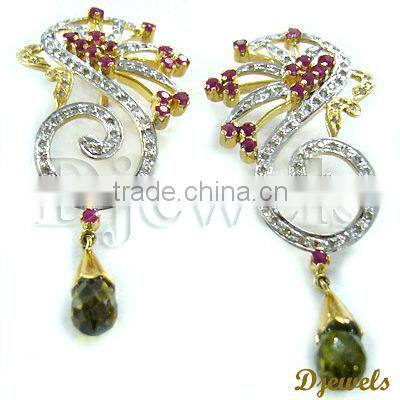 Ruby Earrings, Diamond Gold Earrings, Ruby Jewelry