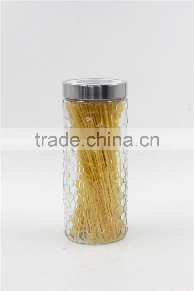 glass canister with cock logo