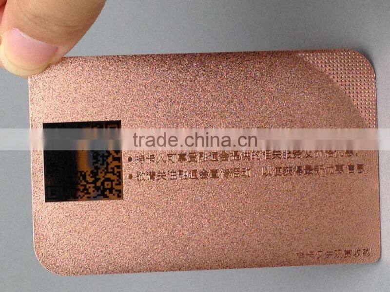 Engraved rose gold plating stainless steel card metal card