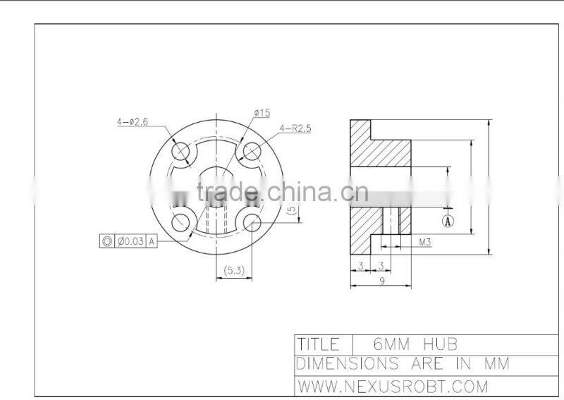 6mm Aluminum Hub for 48mm Aluminum Omni Wheel 18022