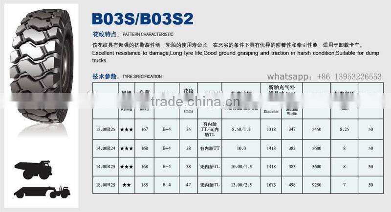 Cranes off the road tire 14.00R24 OTR tyres