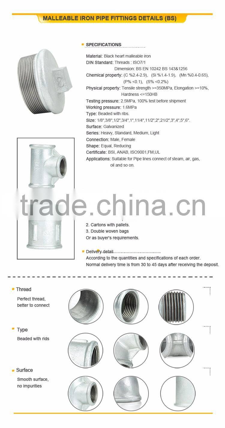 british standard pipe fitting baked galvanized plug
