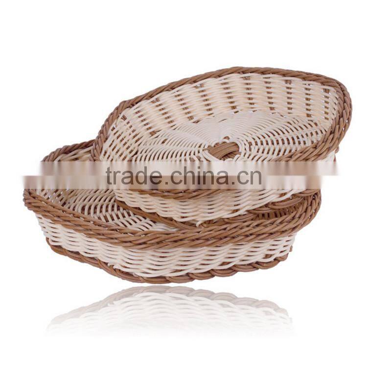 Wholesale food basket tray handmade eco-friendly PE rattan felt basket