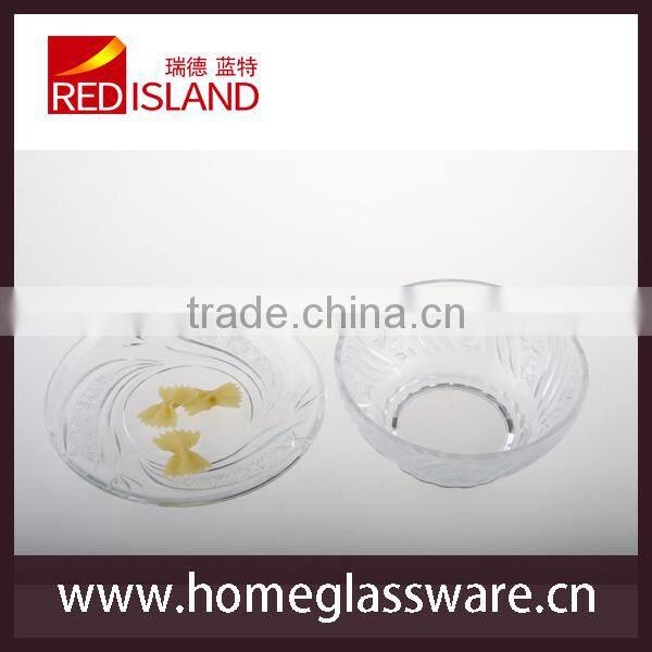 glass dish/plate and bowl set serving fruit & porridge