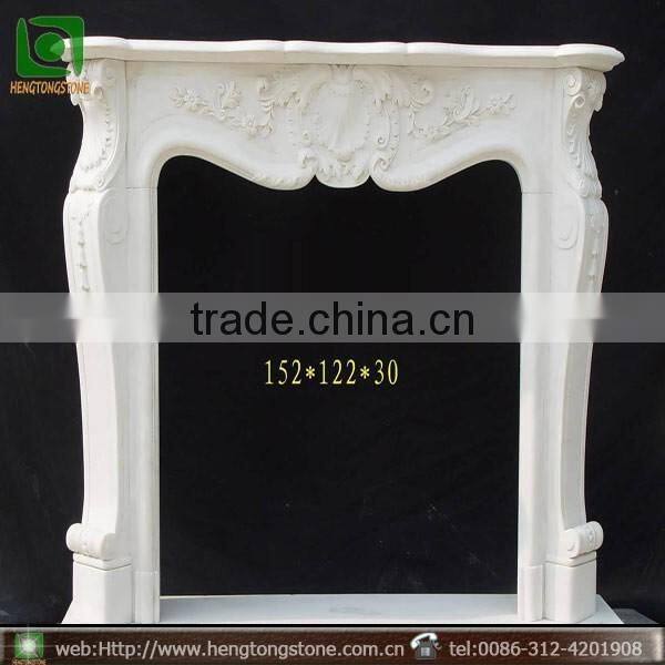 Western Style White Marble Fireplace Surround