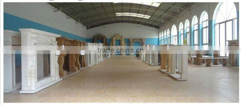 Indoor White Marble Fireplace with Figure Statue