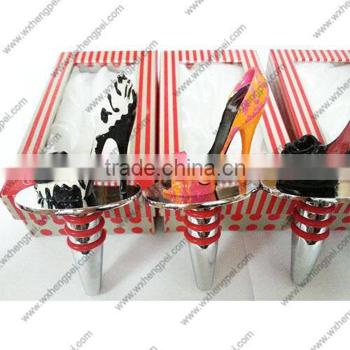 Wedding yellow and black little butterfly knot high-heeled shoes wine stopper