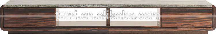 modern nature marble/travertine on top wooden TV stand