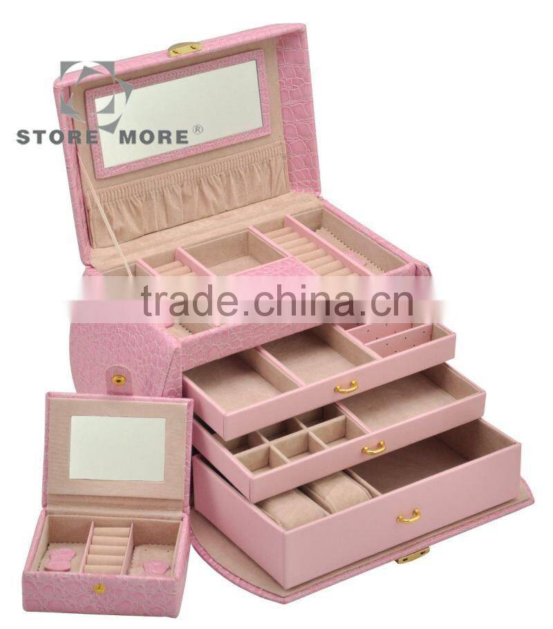 High Quality Crocodile Faux Leather Jewelry Box