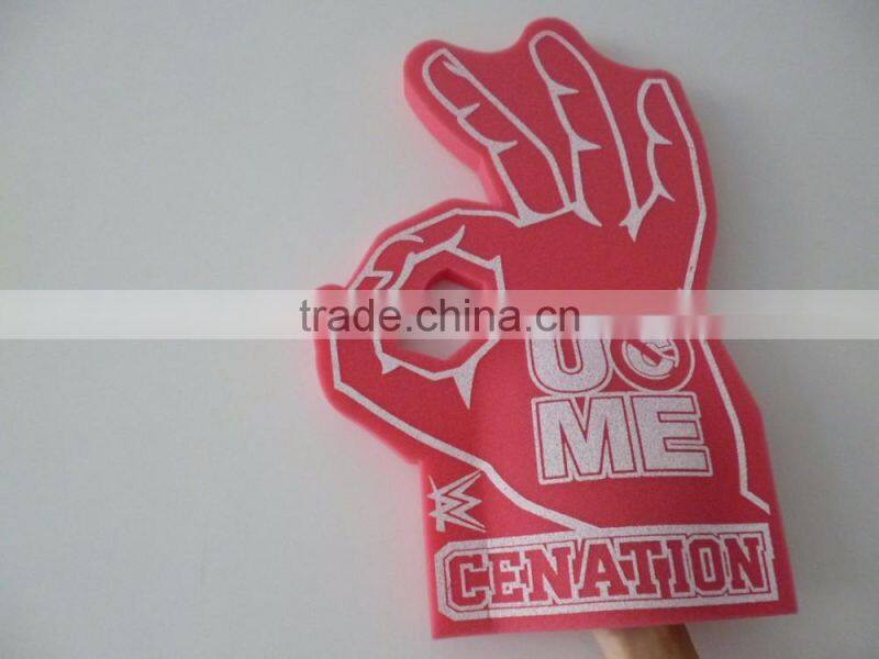 orange OKAY shape design sponge Foam Hand gloves