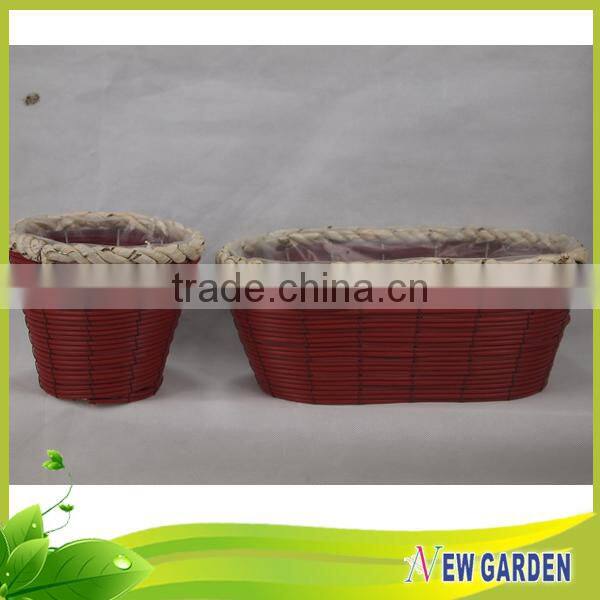 Customized Garden Smart Woven Rattan Planter With Plastic Flower Pot Liners