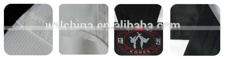 OEM black taekwondo uniform, custom taekwondo uniform, blue taekwondo uniform