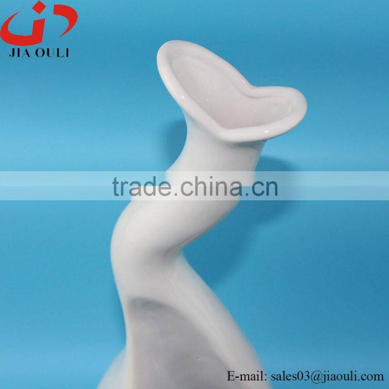 New design white ceramic flower vase, tall ceramic vase