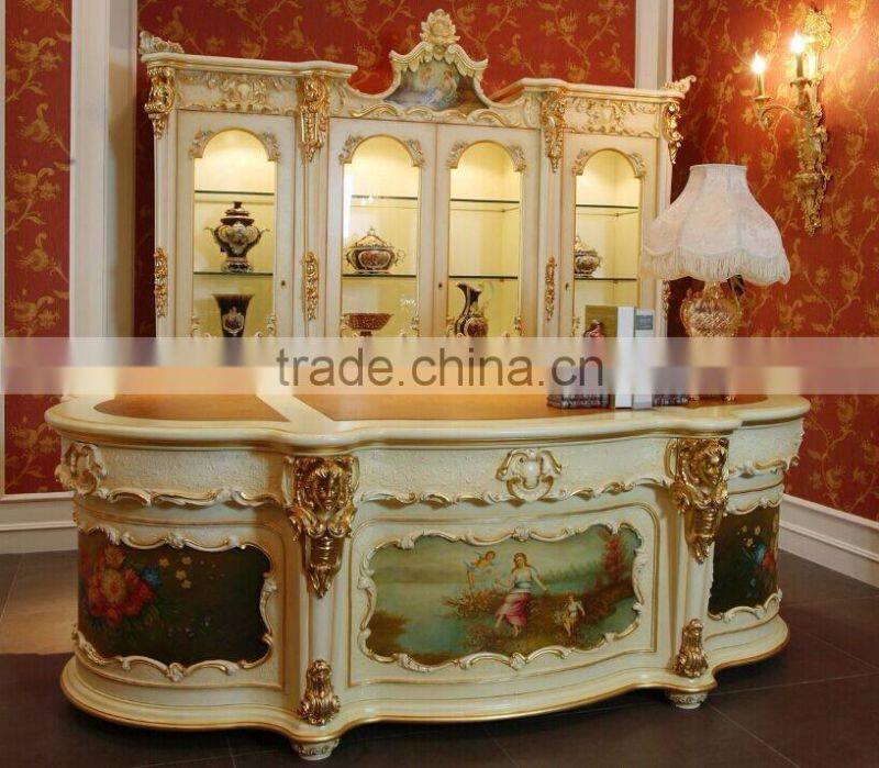 Exquisite Handmade European Louis Designed Office Manager Chair with Orange Genuine Leather BF12-04304c