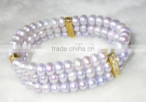 9-10 mm button shape purple freshwater pearl bracelet