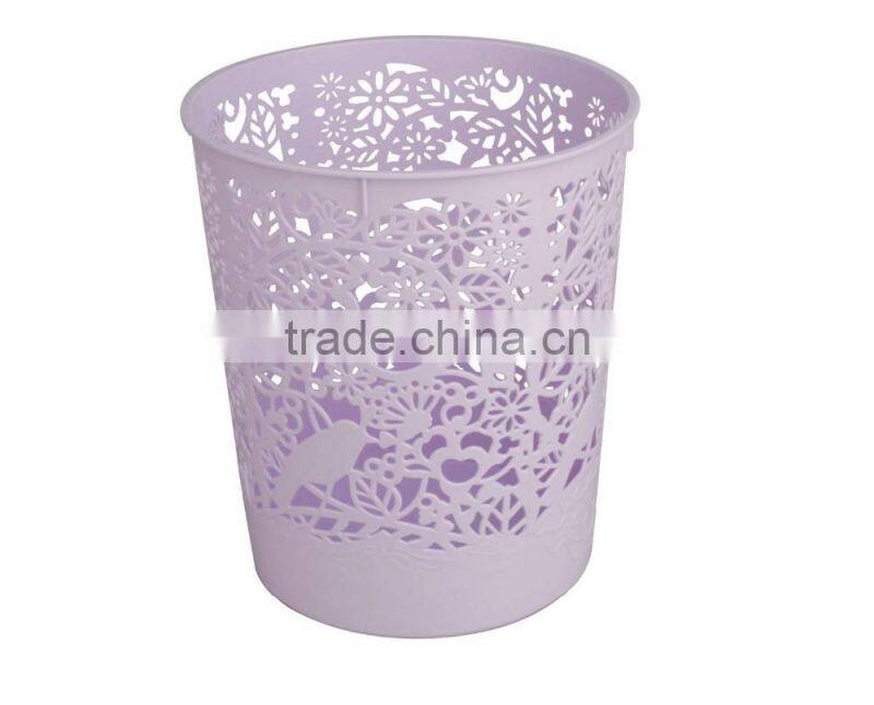 PP Semi-transparent Color Hollow Out Design Plastic Dustbin