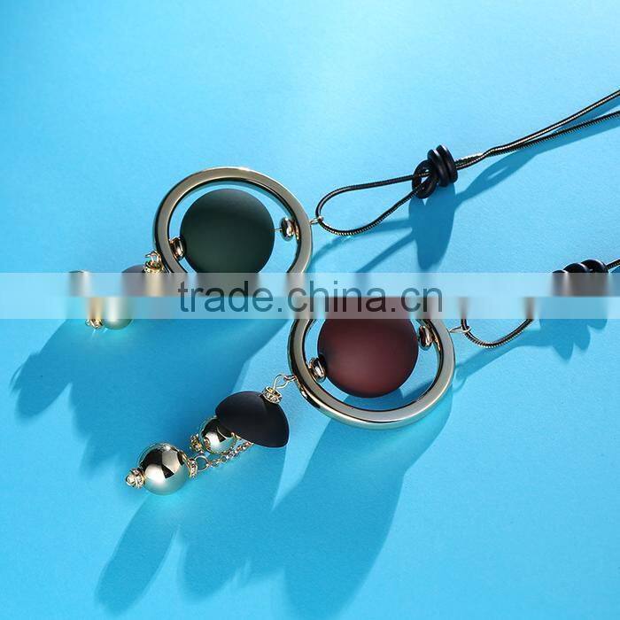 large ball hoop pendant necklace geometric pendant long necklace Korea new design sweater necklace