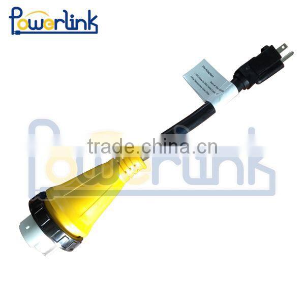 S60089 RV Motor Home power cord adapter 50amp to 15 amp 120 125/250 volt locking Plug