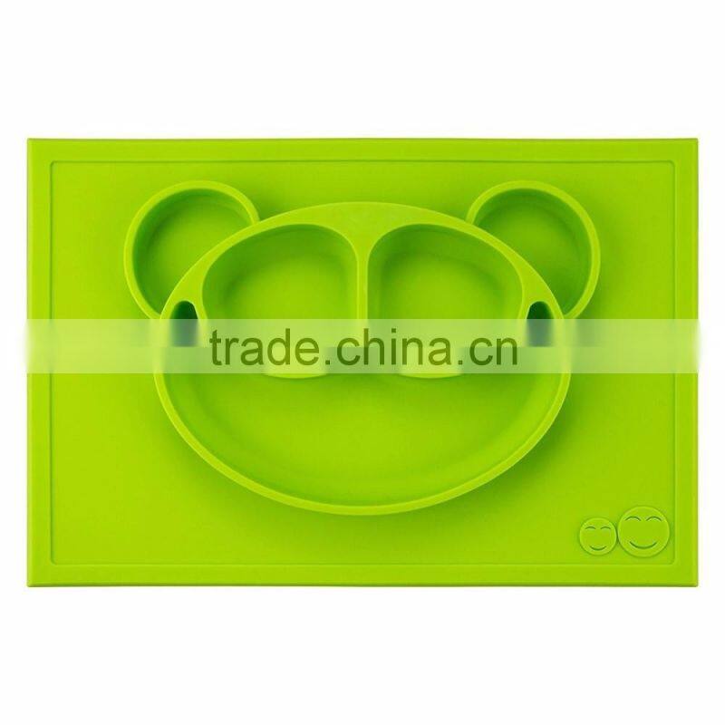 2017 hot selling Amazon and ebay Suction Table Food Tray Placemat plate Silicone Baby Kids tray