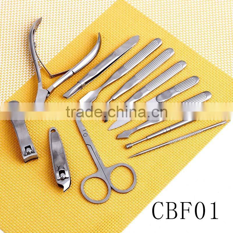 CBF01 OEM factory price newly 12pcs stainless steel nail manicure sets