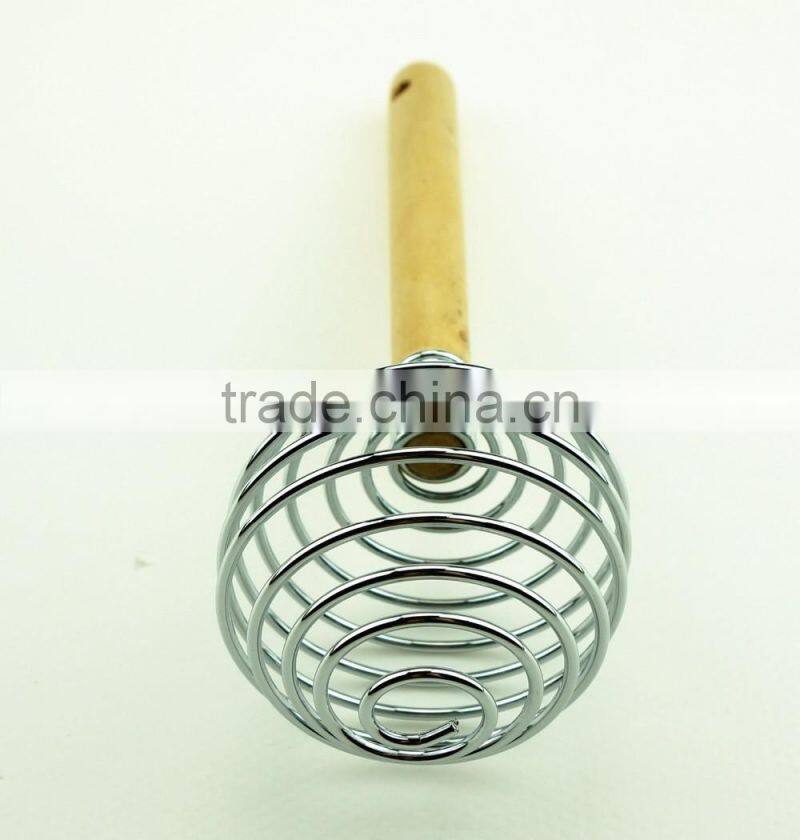 37045 Stainless Steel Spring Coil Whisk with wooden handle
