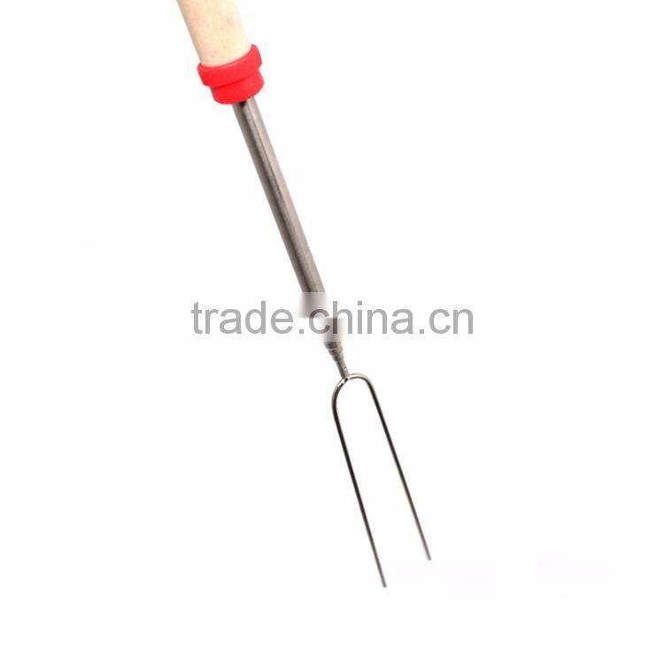 Steel outdoor bbq marshmallow roasting stick with flexible handle