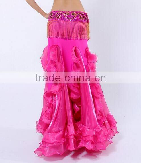 Egyptian style belly dance skirt with ruffle side slit