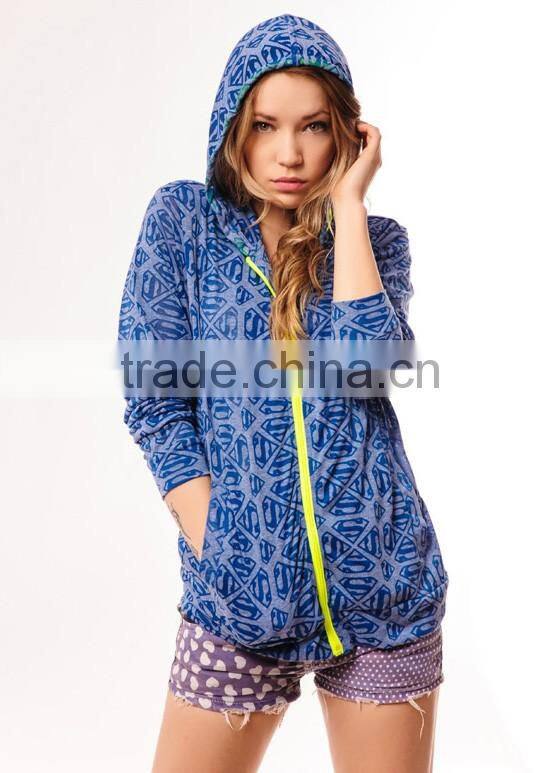 Wholesale OEM new fashion custom high quality long sleeve zipper blank camo hoodie sweatshirt for women