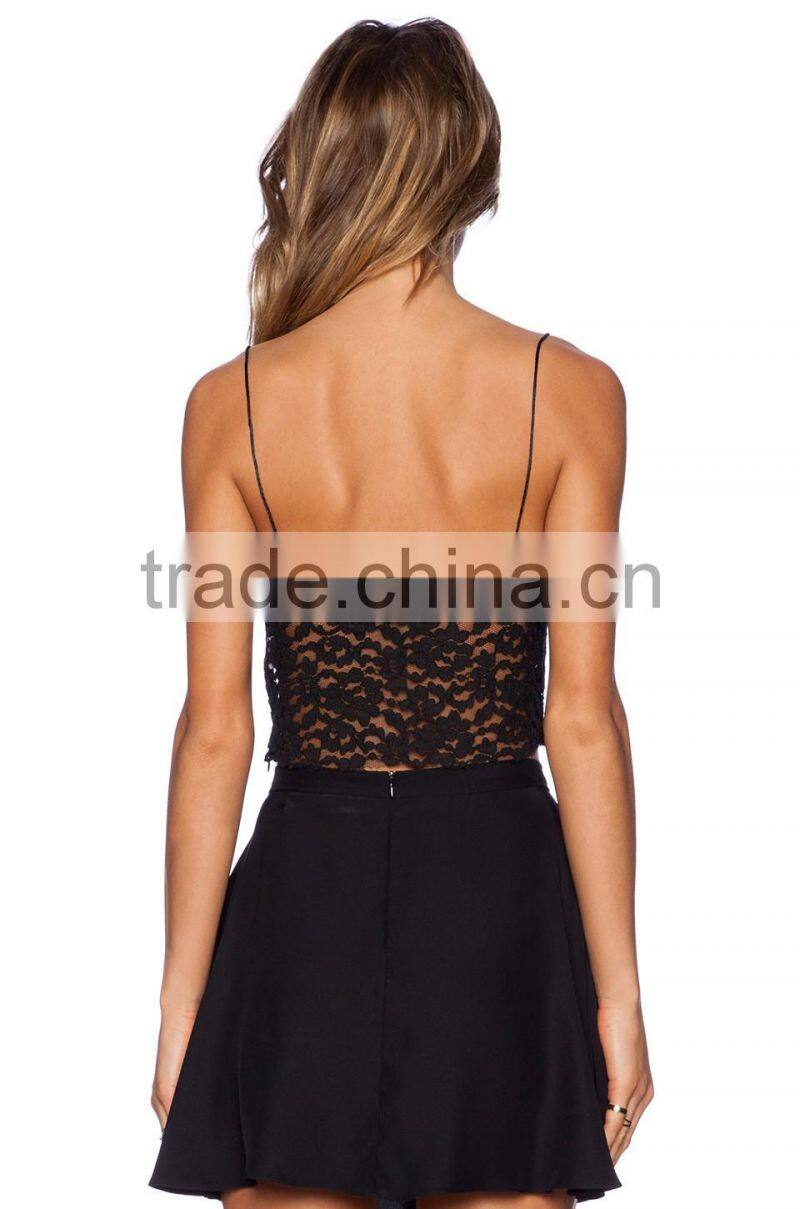 black sexy hollow-out lace condole belt vest