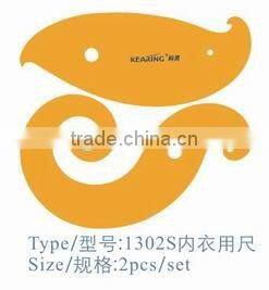 Kearing Chinese Manufacture High Quality French Curves Assorted 2 Pcs for Designing Underwear Cloud Rulers #1302S