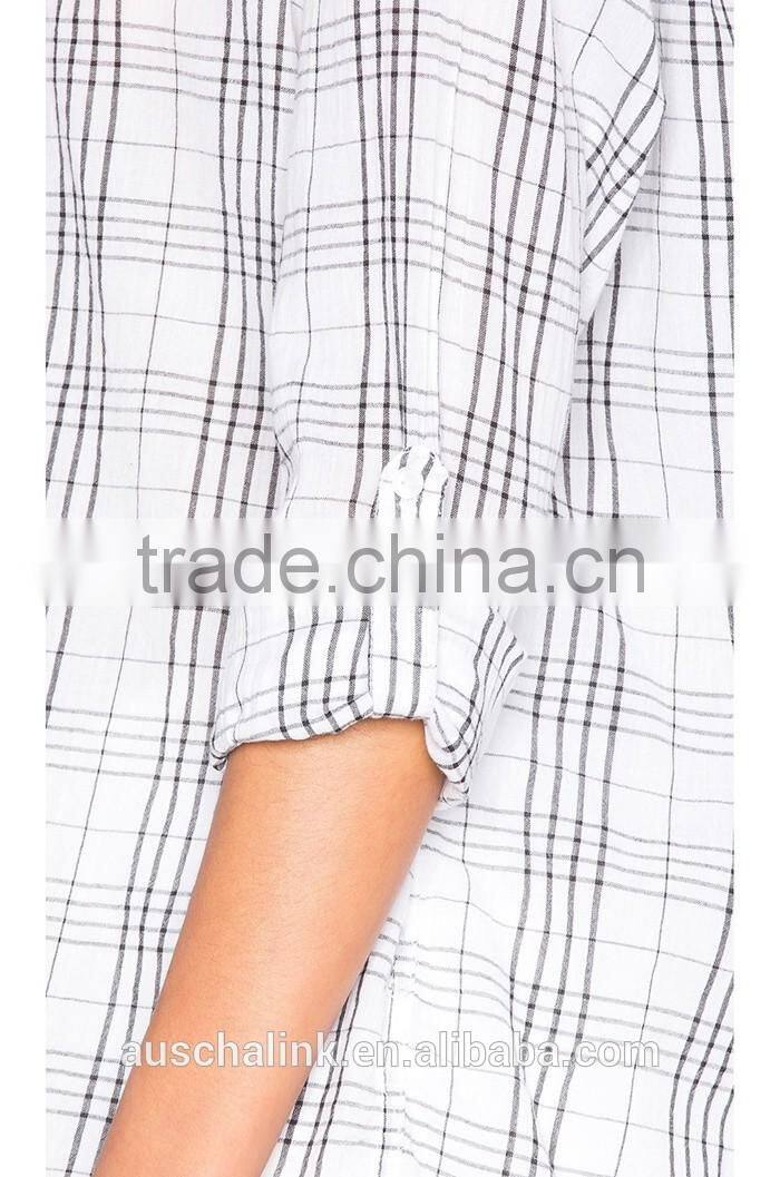 custom women western plaid oversized shirts wholesale OEM service