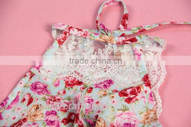 New Arrival Baby Cute Design Girls Satin Floral Lace Backless Sling Cotton Jumpsuit Romper For Kids