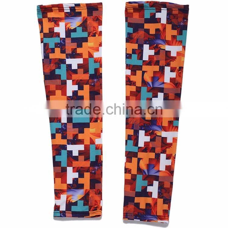 Custom elastic lycra sublimation slimming arm sleeves with UV Sun Protection