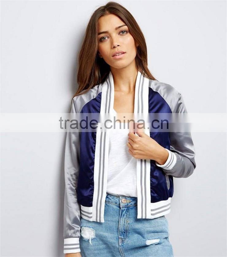 MGOO Customized Satin Floral Embroidered Bomber Jacket Streetwear Raglan Sleeve Autumn Coat Women