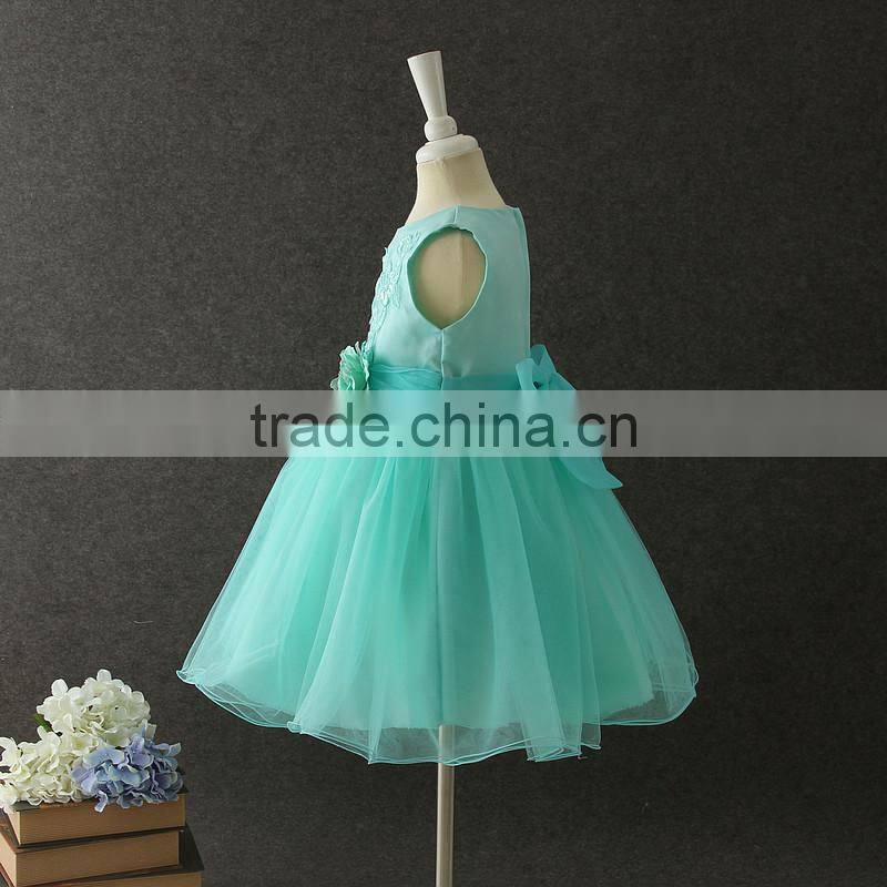 2017 Indian girls without dress pictures summer green Flower Puffy party dress Turkey girls shining Performance dance dresses