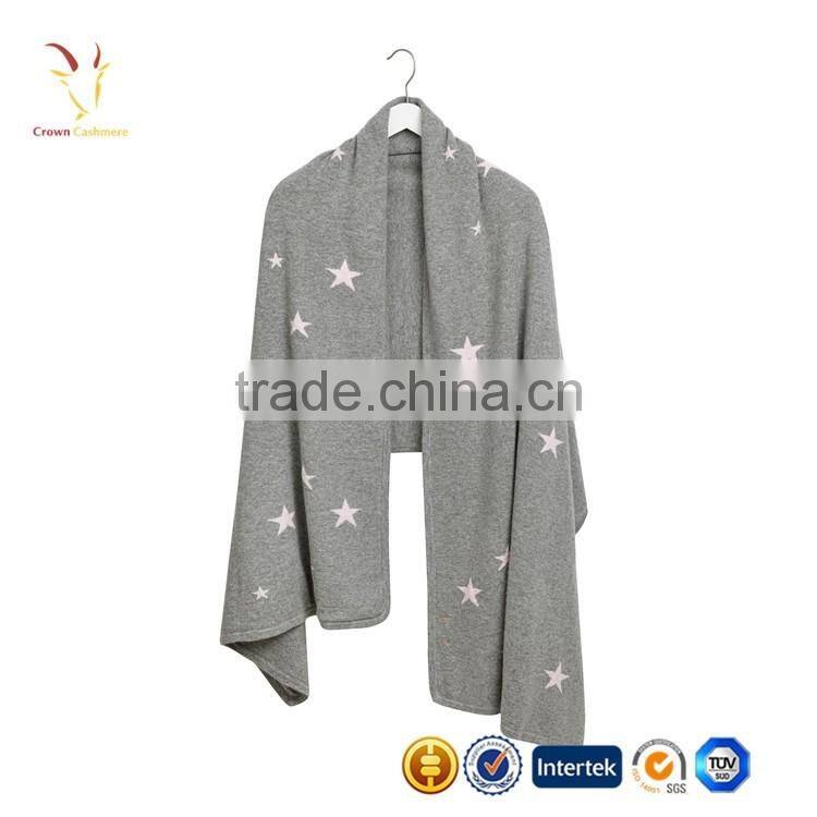 Baby Cashmere Knitted Blanket,Star Design Intarsia Blanket
