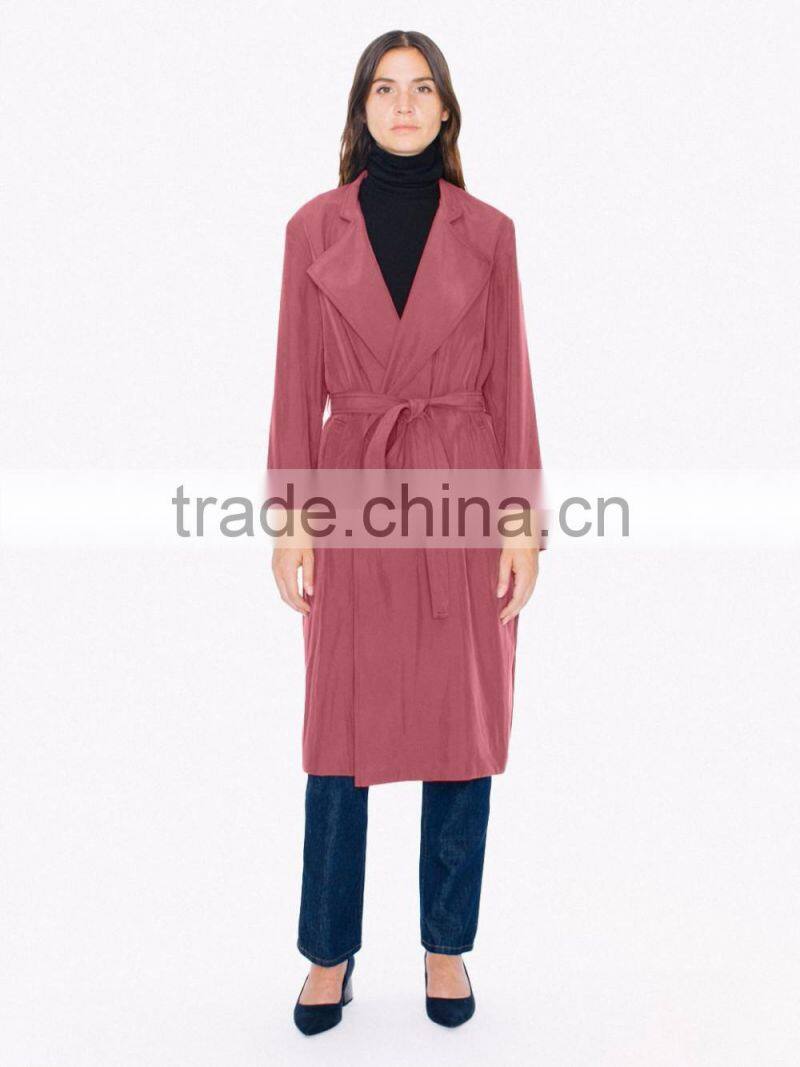 Hot selling light weight long sleeve trench cost fashion faux cost women 2016