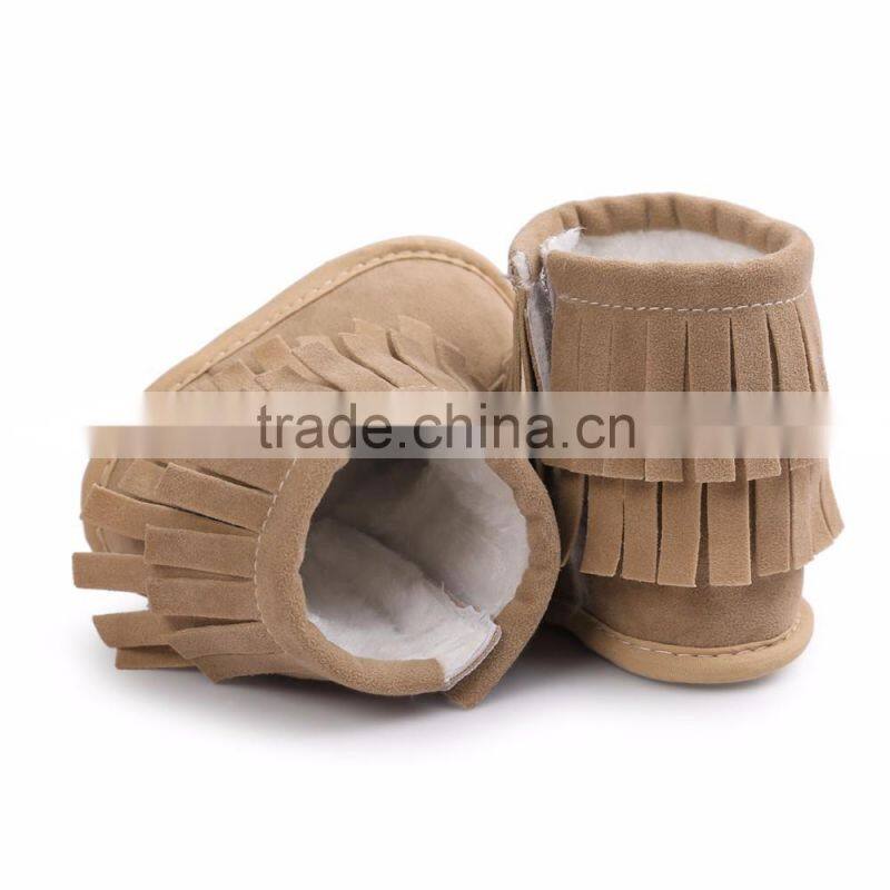 fringed suede fabric baby warm boots