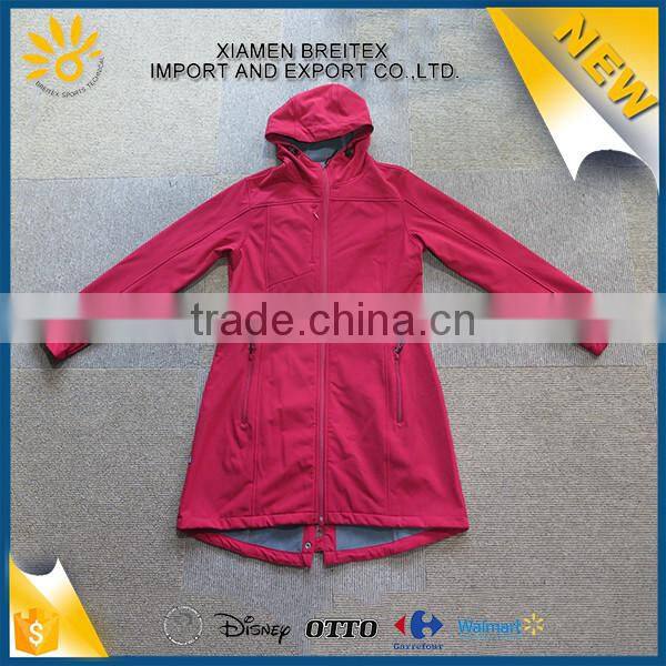 Top quality custom fashion windproof softshell winter long women coat