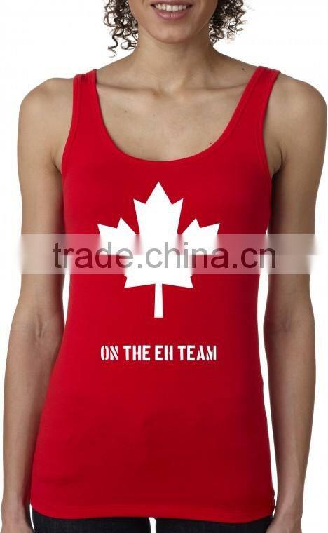 Casual red color Canada tank top for women